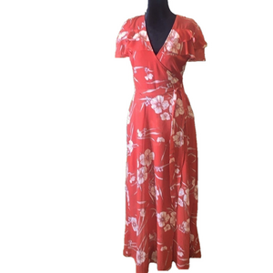 NWT Red floral faux wrap maxi dress size small